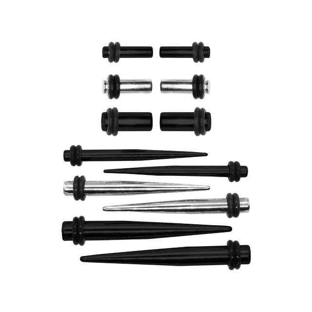 Multi-Pack Black and Silvertone Plugs and Tapers - 6 Pair at Spencer's