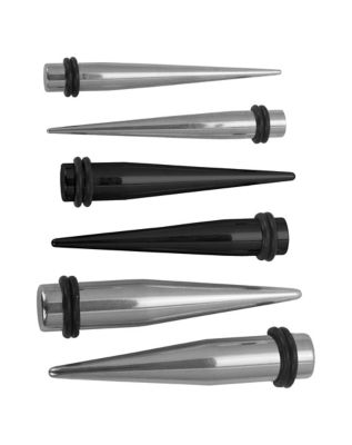 Multi-Pack Silvertone and Black Tapers - 3 Pairs