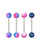 Multi-Pack Pink and Blue Pronged Industrial Barbells 4 Pack - 14 Gauge