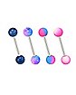 Multi-Pack Pink and Blue Pronged Industrial Barbells 4 Pack - 14 Gauge
