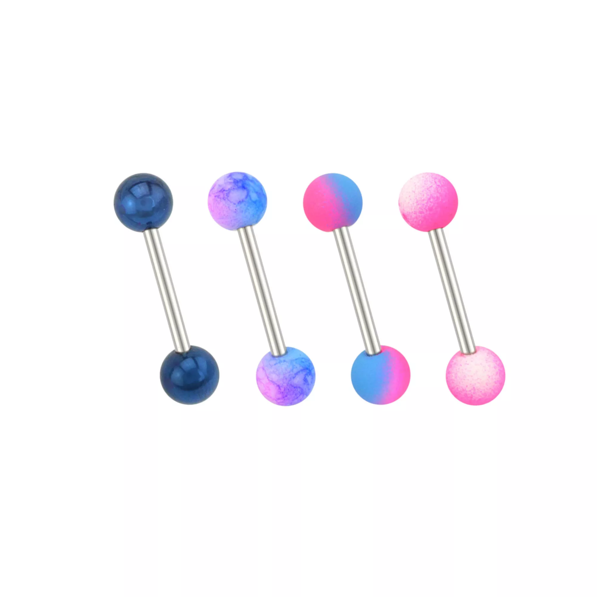 Multi-Pack Pink and Blue Pronged Industrial Barbells 4 Pack - 14 Gauge at Spencer's