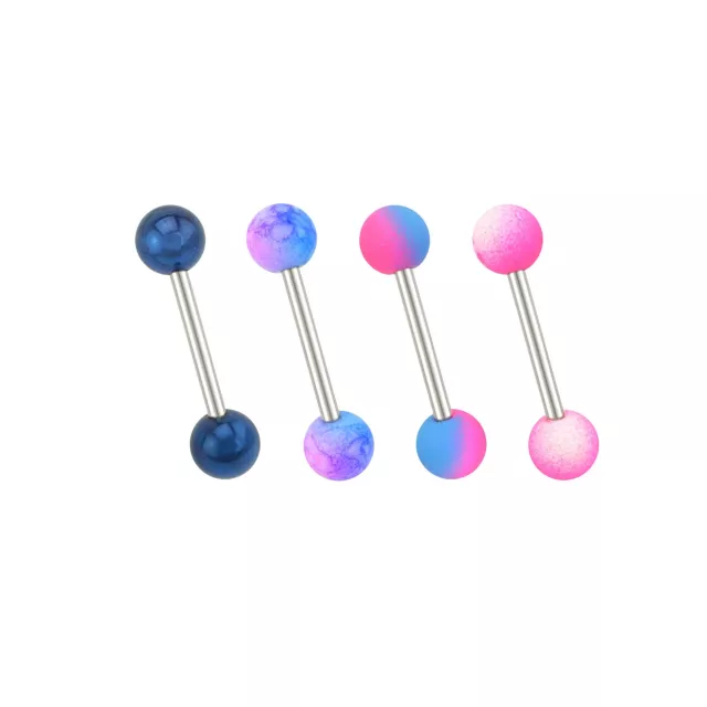 Multi-Pack Pink and Blue Pronged Industrial Barbells 4 Pack - 14 Gauge at Spencer's