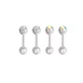 Multi-Pack CZ and Aurora Borealis Silvertone Barbells 4 Pack - 14 Gauge at Spencer's