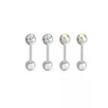 Multi-Pack CZ and Aurora Borealis Silvertone Barbells 4 Pack - 14 Gauge at Spencer's