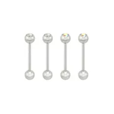 Multi-Pack CZ and Aurora Borealis Silvertone Barbells 4 Pack - 14 Gauge at Spencer's