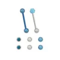 Multi-Pack CZ Blue Pave Silvertone Barbells 2 Pack with Extra Barbells - 14 Gauge at Spencer's