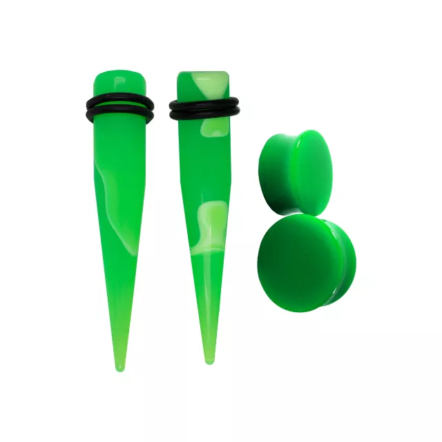 MultiPack Green Swirl Plugs and Tapers 2 Pair Spencer's