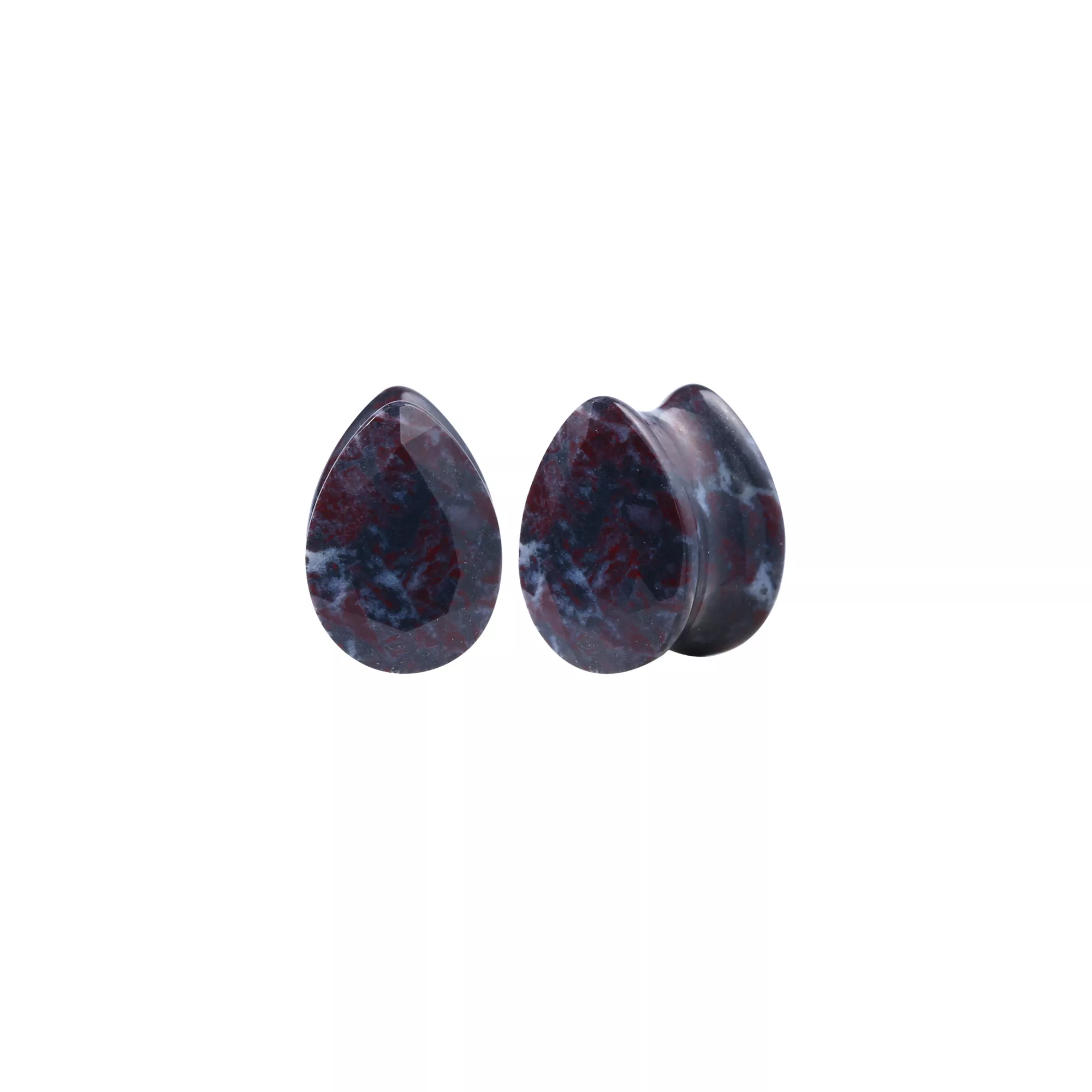 Stone Blue and Red Marbled Teardrop Plugs at Spencer's