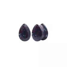 Stone Blue and Red Marbled Teardrop Plugs at Spencer's