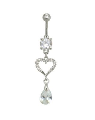 CZ Butterfly Pendant Belly Ring - 14 Gauge - Spencer's