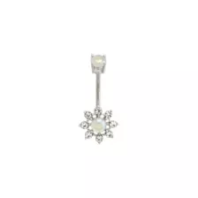 CZ Aurora Borealis-Effect Flower Belly Ring - 14 Gauge at Spirit Halloween