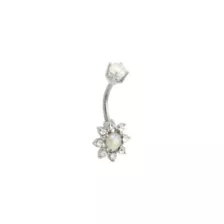 CZ Aurora Borealis-Effect Flower Belly Ring - 14 Gauge at Spirit Halloween