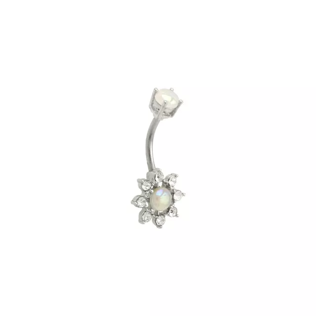 CZ Aurora Borealis-Effect Flower Belly Ring - 14 Gauge at Spirit Halloween