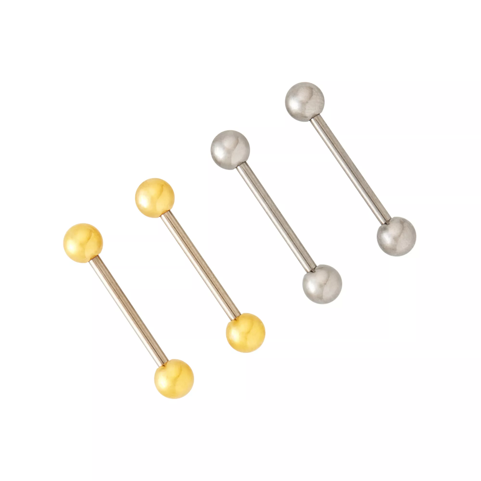 Multi-Pack Silvertone and Goldtone Barbells 4 Pack - 14 Gauge at Spencer's