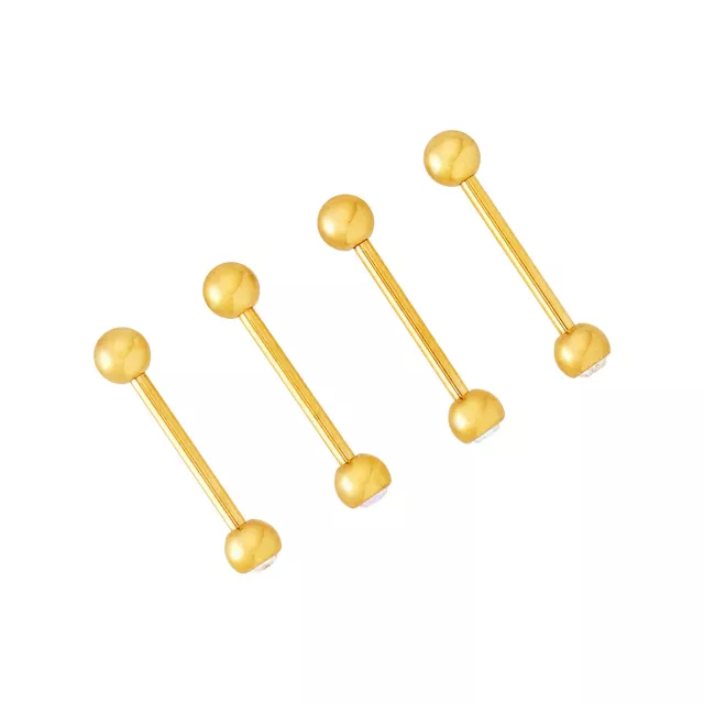Multi-Pack CZ Goldtone Barbells 14 Pack - 14 Gauge at Spencer's
