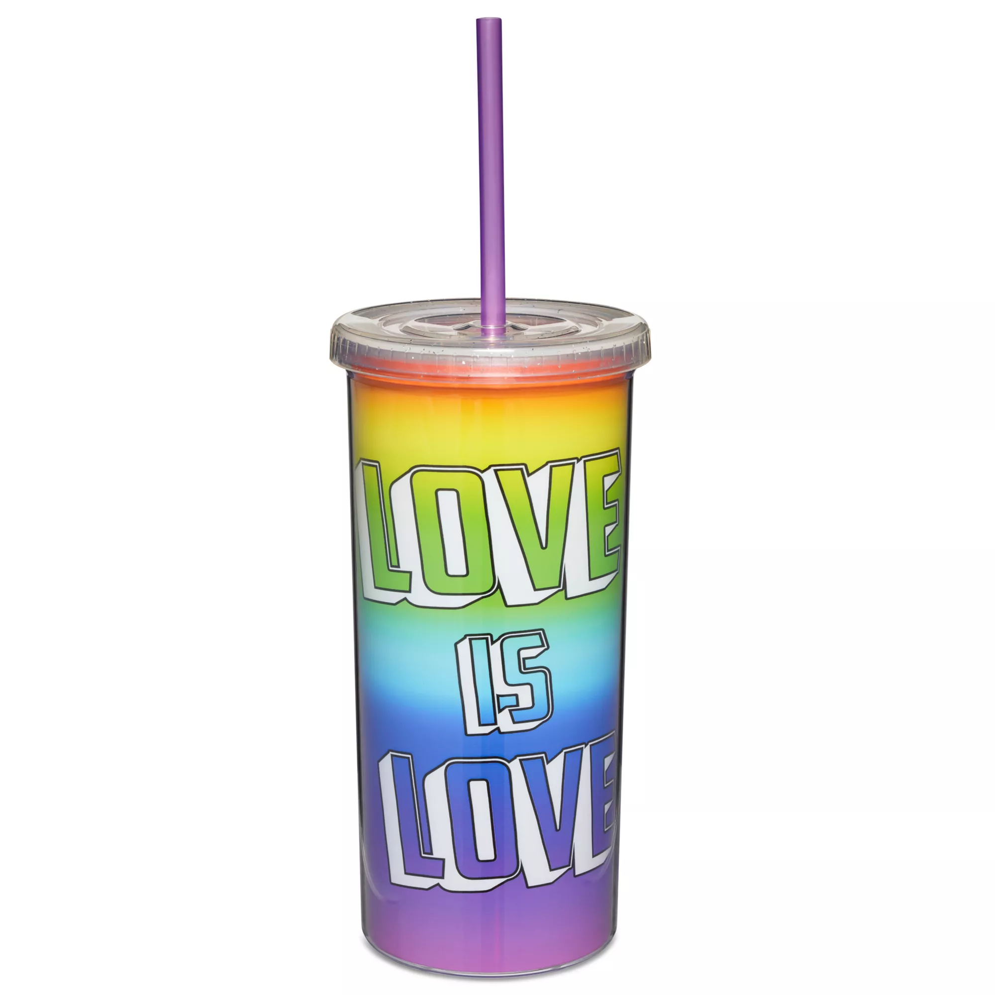 Love Is Love Glitter Cup With Straw - 20 oz. at Spencer's