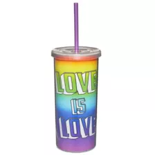 Love Is Love Glitter Cup With Straw - 20 oz. at Spencer's