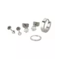 Multi-Pack Silvertone CZ Assorted Hoop and Stud Earrings 6 Pack - 20 Gauge at Spencer's