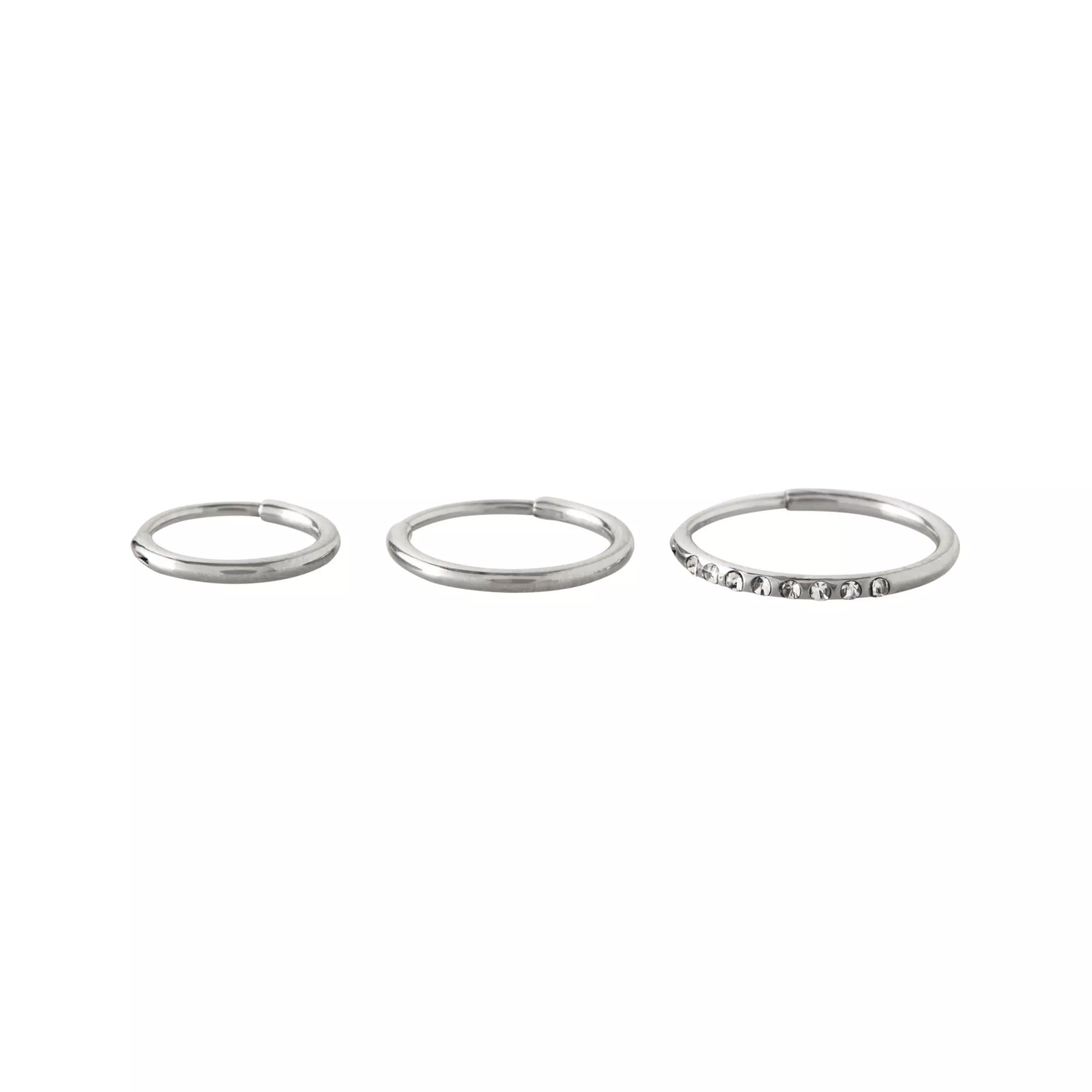 Multi-Pack CZ Silver-Plated Hinged Hoop Earrings 3 Pack - 20 Gauge at Spencer's