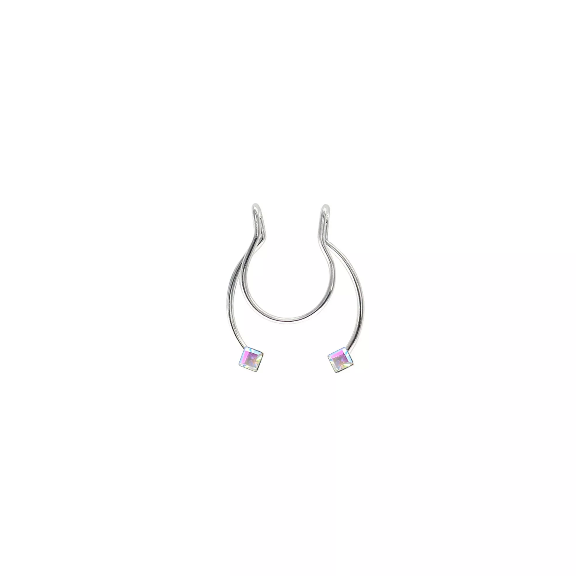 Silvertone CZ Fake Septum Horseshoe Ring at Spencer's