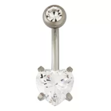 CZ Heart Titanium Belly Ring - 14 Gauge at Spencer's