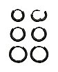 Multi-Pack Black Huggie Hoop Earrings Graduated Sizes - 3 Pair