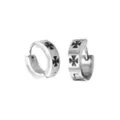 Silvertone Black Cross Huggie Hoop Earrings at Spencer's