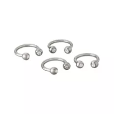 Multi-Pack CZ Silvertone Titanium Horseshoe Rings 4 Pack - 16 Gauge at Spencer's