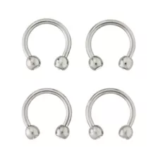 Multi-Pack CZ Silvertone Titanium Horseshoe Rings 4 Pack - 16 Gauge at Spencer's