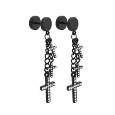 CZ Black Triple Cross Dangle Fake Plugs - 18 Gauge at Spencer's