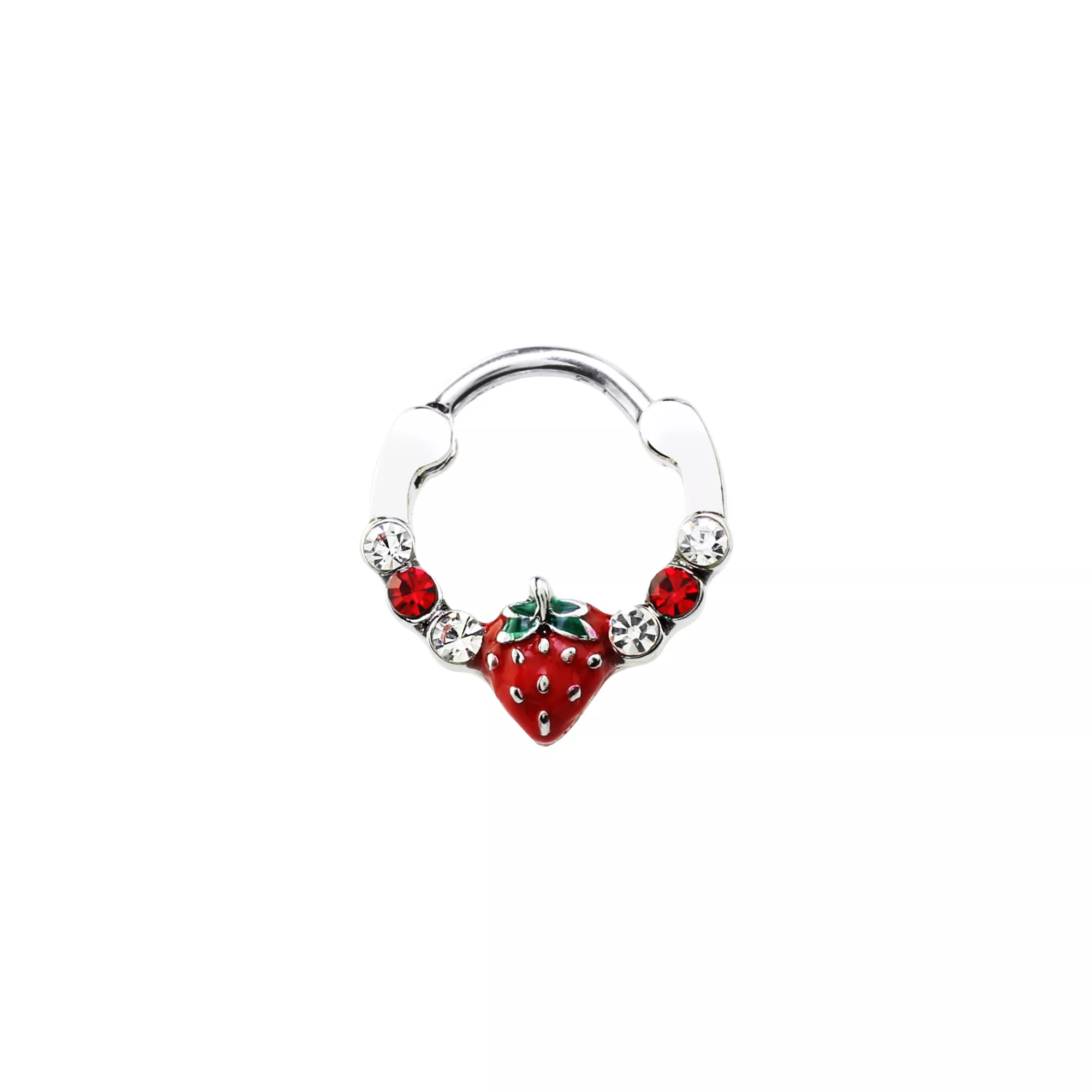 CZ Strawberry Hinged Septum Ring - 16 Gauge at Spencer's