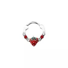 CZ Strawberry Hinged Septum Ring - 16 Gauge at Spencer's