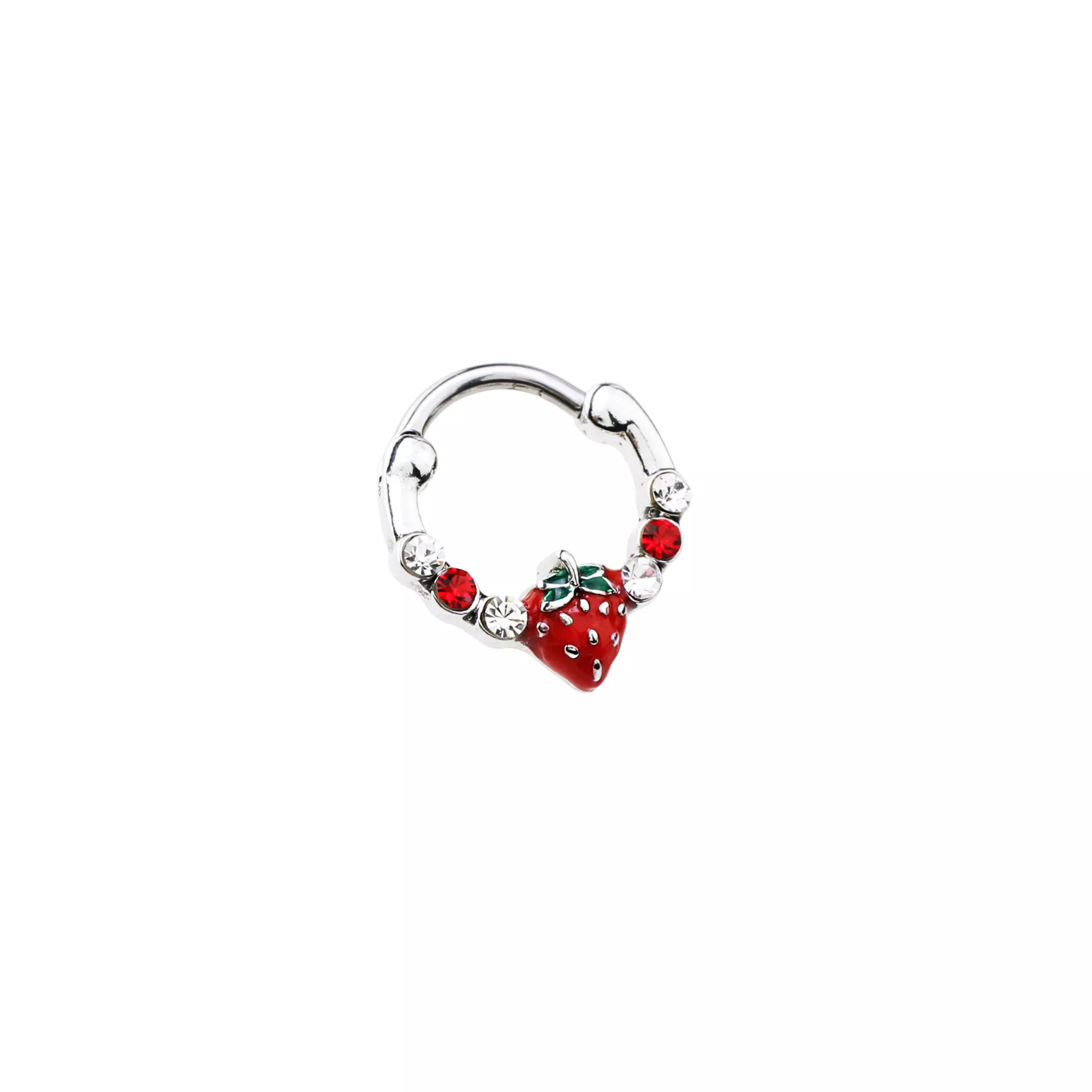 CZ Strawberry Hinged Septum Ring - 16 Gauge at Spencer's