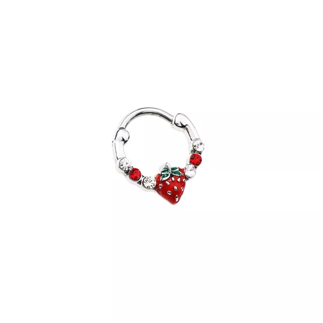 CZ Strawberry Hinged Septum Ring - 16 Gauge at Spencer's