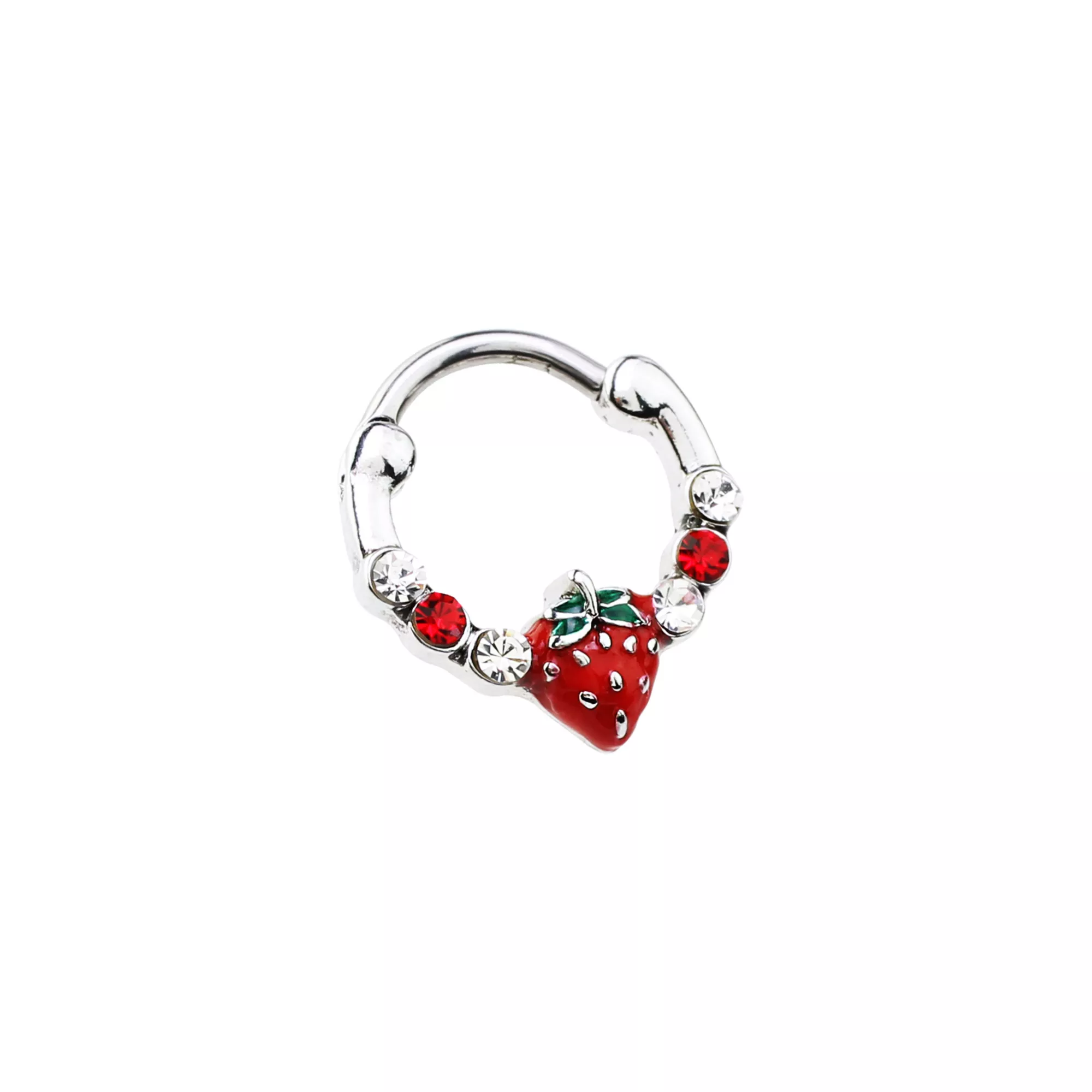 CZ Strawberry Hinged Septum Ring - 16 Gauge at Spencer's