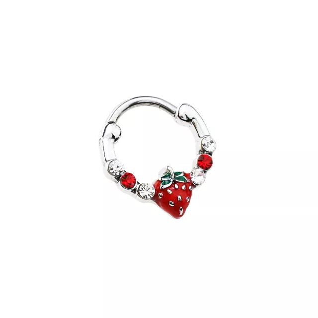CZ Strawberry Hinged Septum Ring - 16 Gauge at Spencer's
