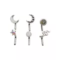 Multi-Pack CZ Star and Moon L-Bend Nose Rings 6 Pack - 20 Gauge at Spencer's