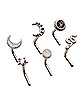 Multi-Pack CZ Star and Moon L-Bend Nose Rings 6 Pack - 20 Gauge