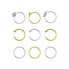 Multi-Pack CZ Moon and Star Hoop Nose Rings 9 Pack - 20 Gauge at Spencer's