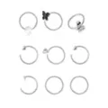 Multi-Pack Skull and Butterfly Hoop Nose Rings 9 Pack - 20 Gauge at Spencer's