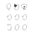 Multi-Pack Skull and Butterfly Hoop Nose Rings 9 Pack - 20 Gauge at Spencer's