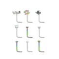 Multi-Pack Assorted L-Bend Nose Rings 9 Pack - 20 Gauge at Spencer's