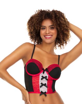 Plus Size Red and Black Lace Cropped Corset Top - Spencer's