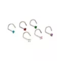 Multi-Pack CZ Multi-Color Titanium Screw Nose Rings 6 Pack - 20 Gauge at Spencer's