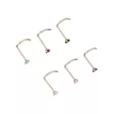 Multi-Pack CZ Multi-Color Titanium Screw Nose Rings 6 Pack - 20 Gauge at Spencer's