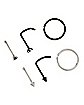 Multi-Pack CZ Black and Silvertone Titanium Nose Pins Screw and Hoop Nose Rings 6 Pack - 20 Gauge