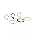 Multi-Pack CZ Silvertone Black and Goldtone Hoop Earrings 6 Pair - 20 Gauge Screw and Hoop Nose Rings 6 Pack - 20 Gauge at Spencer's
