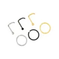 Multi-Pack CZ Silvertone Black and Goldtone Hoop Earrings 6 Pair - 20 Gauge Screw and Hoop Nose Rings 6 Pack - 20 Gauge at Spencer's