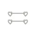 CZ Silvertone Rhinestone Heart Nipple Barbells - 14 Gauge at Spencer's