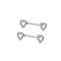 CZ Silvertone Rhinestone Heart Nipple Barbells - 14 Gauge at Spencer's